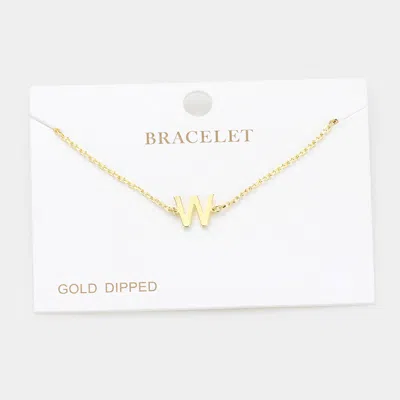 Fashnzfab -w- Gold Dipped Metal Initial Monogram Charm Bracelet Gold