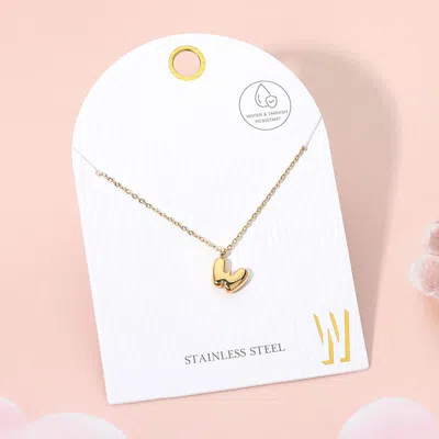 Fashnzfab -w- Stainless Steel Monogram Pendant Necklace - Gold, ~w~