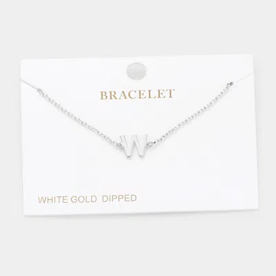 Fashnzfab -w- White Gold Dipped Metal Initial Monogram Charm Bracelet Rhodium In Multi