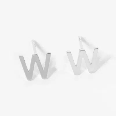 Fashnzfab -w- White Gold Dipped Metal Initial Monogram Stud Earrings