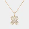 Fashnzfab -x- Rhinestone Initial Monogram Pendant Brass Chain Necklace In Multi