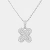 Fashnzfab -x- Rhinestone Vpendant Brass Chain Necklace In Metallic