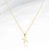 Fashnzfab -x- Stainless Steel Cz Stone Paved Initial Monogram Pendant Necklace In Gold