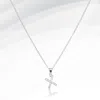 Fashnzfab -x- Stainless Steel Cz Stone Paved Initial Monogram Pendant Necklace In Silver