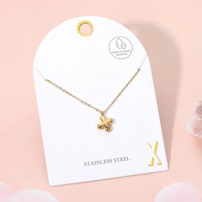 Fashnzfab -x- Stainless Steel Monogram Pendant Necklace - Gold, ~x~