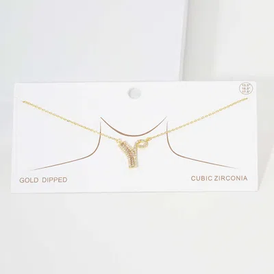 Fashnzfab -y- Cz Initial Monogram Pendant Necklace In Gold