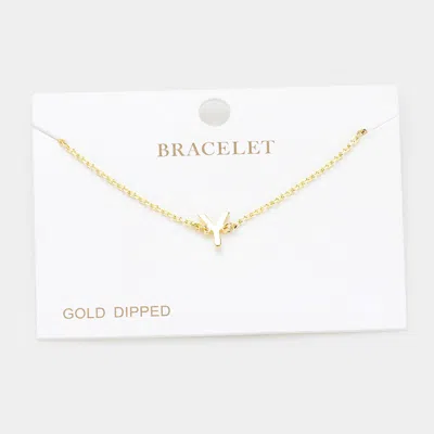 Fashnzfab -y- Gold Dipped Metal Initial Monogram Charm Bracelet Gold