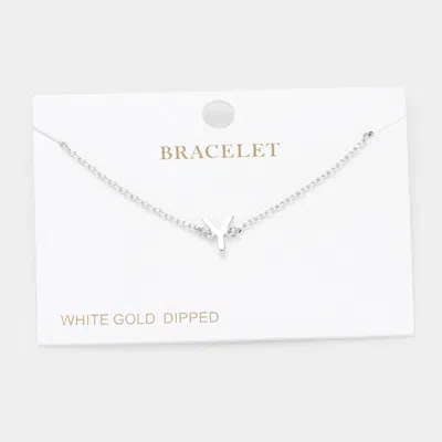 Fashnzfab -y- White Gold Dipped Metal Initial Monogram Charm Bracelet Rhodium In Multi
