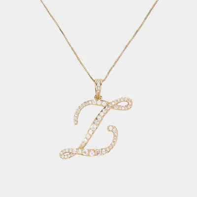 Fashnzfab -z- Cz Initial Monogram Pendant Necklace In Gold