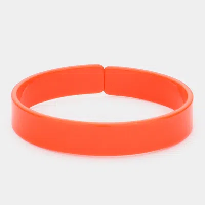 Fashnzfab 0.4" H Celluloid Acetate Adjustable Bracelet In Orange