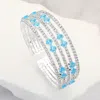 Fashnzfab 0.75" H Square Cut Cz Stone Accented Evening Bracelet In Multi