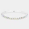 Fashnzfab 1-row Crystal Rhinestone Stretchable Bracelet Ab, Silver In Multi