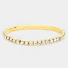 Fashnzfab 1-row Crystal Rhinestone Stretchable Bracelet Clear, Gold In Multi