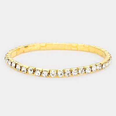Fashnzfab 1-row Crystal Rhinestone Stretchable Bracelet Clear, Gold In Multi
