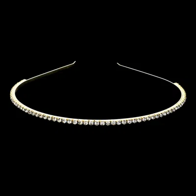 Fashnzfab 1-row Rhinestone Headband In Gold