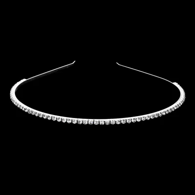 Fashnzfab 1-row Rhinestone Headband In Silver