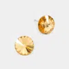 Fashnzfab 10 Mm Round Crystal Stud Earrings - Lt Col Topaz In Gold