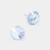 Fashnzfab 10 Mm Round Crystal Stud Earrings In Blue
