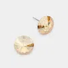 Fashnzfab 10 Mm Round Crystal Stud Earrings In Gold