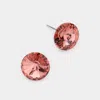 Fashnzfab 10 Mm Round Crystal Stud Earrings In Pink