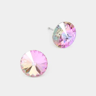 Fashnzfab 10 Mm Round Crystal Stud Earrings In Multi
