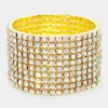 Fashnzfab 10-row Rhinestone Stretch Evening Bracelet Clear, Gold In Multi
