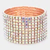 Fashnzfab 10-row Rhinestone Stretch Evening Bracelet Ab, Rose Gold In Multi