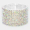 Fashnzfab 10-row Rhinestone Stretch Evening Bracelet Ab, Silver In Multi