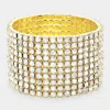 Fashnzfab 10-row Rhinestone Stretch Evening Bracelet Clear, Gold In Multi