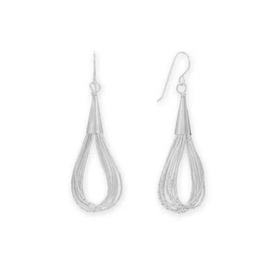 Fashnzfab 10 Strand Liquid Silver Loop Earrings In Transparent