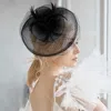 Fashnzfab 10" X 11" Feather Mesh Flower Fascinator / Headband In Black