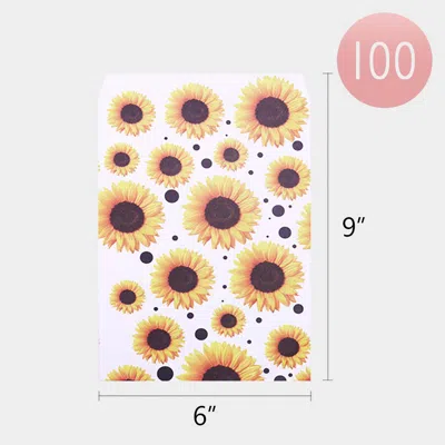 Fashnzfab 100pcs - Sunflower Patterned Gift Paper Bag Set