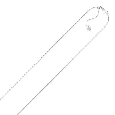 Fashnzfab 10k White Gold Adjustable Cable Chain (1.10 Mm) In Silver