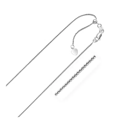 Fashnzfab 10k White Gold Adjustable Wheat Chain (1.00 Mm)