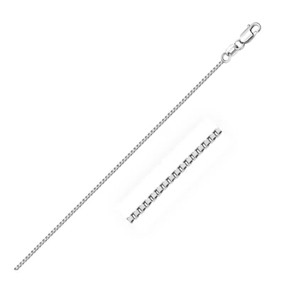 Fashnzfab 10k White Gold Classic Box Chain (0.94 Mm) In Silver