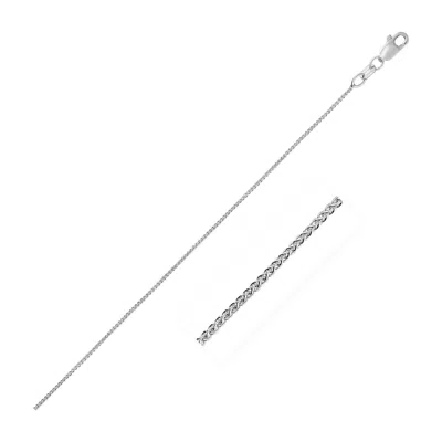 Fashnzfab 10k White Gold Wheat Chain 0.6mm (0.60 Mm) In Silver