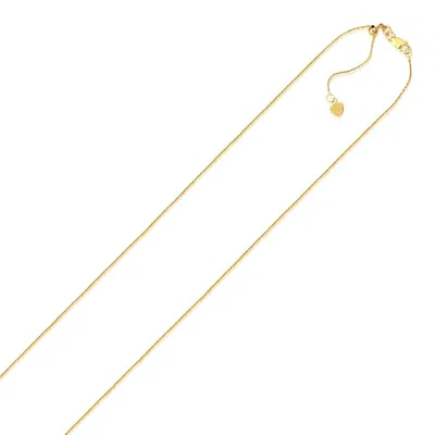 Fashnzfab 10k Yellow Gold Adjustable Cable Chain (1.10 Mm)