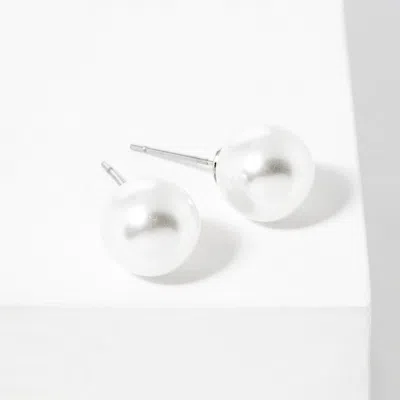 Fashnzfab 10mm Pearl Stud Earrings In Metallic