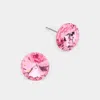 Fashnzfab 10mm Round Crystal Stud Earrings In Pink