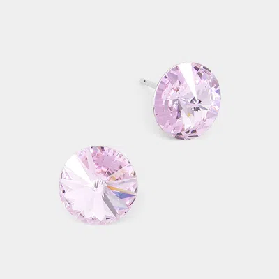 Fashnzfab 10mm Round Crystal Stud Earrings - Violet In Purple