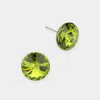 Fashnzfab 10mm Round Crystal Stud Earrings In Green