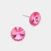 Fashnzfab 10mm Round Crystal Stud Earrings In Pink