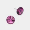 Fashnzfab 10mm Round Crystal Stud Earrings In Purple