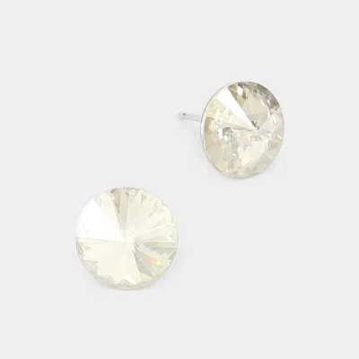Fashnzfab 10mm Round Crystal Stud Earrings In Silver
