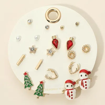 Fashnzfab 10pairs - Christmas Stud Earring Set In Multi