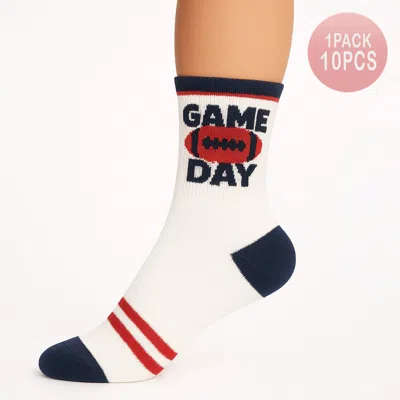 Fashnzfab 10pairs - Gameday Football Crew Socks In Multi