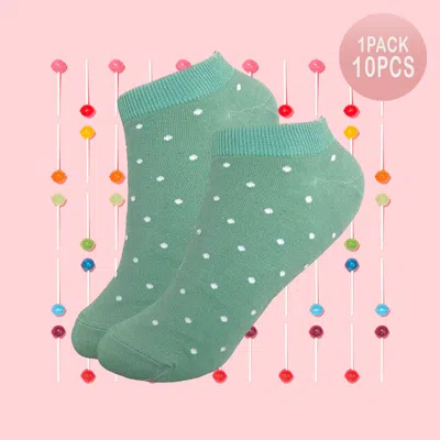 Fashnzfab 10pairs - Polka Dot Patterned Socks In Green