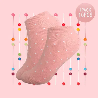 Fashnzfab 10pairs - Polka Dot Patterned Socks In Pink