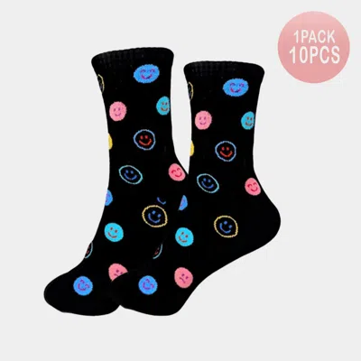 Fashnzfab 10pairs - Smile Face Patterned Socks In Multi