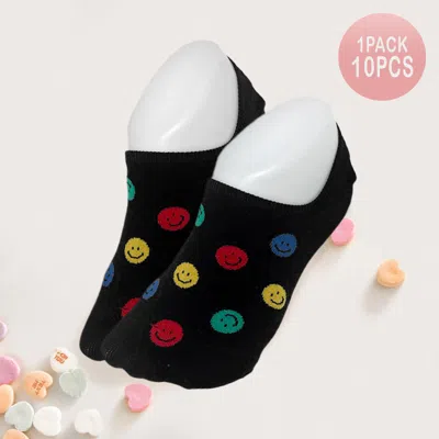 Fashnzfab 10pairs - Smile Patterned Socks In Multi